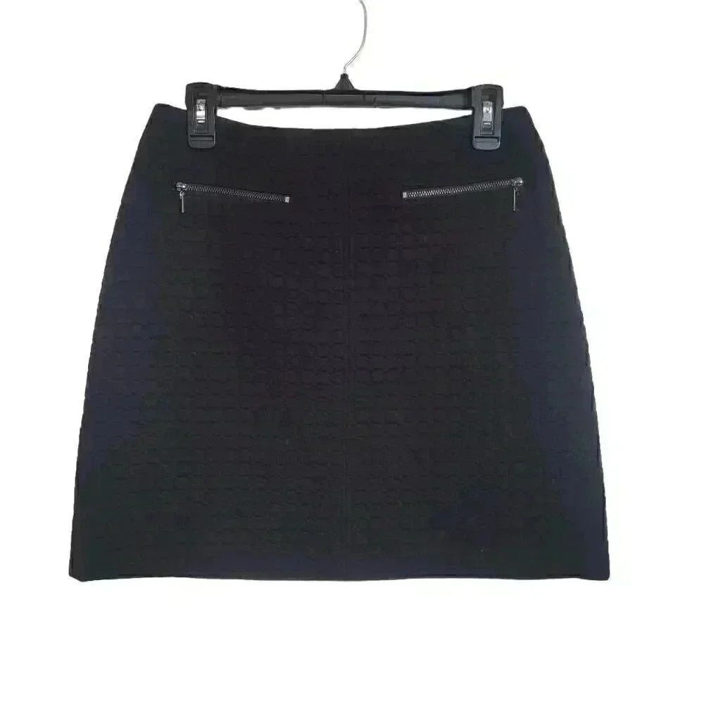 Laundry by Shelli Segal Women's Black Cotton/Poly Knit Quilted Mini Skirt w Zip